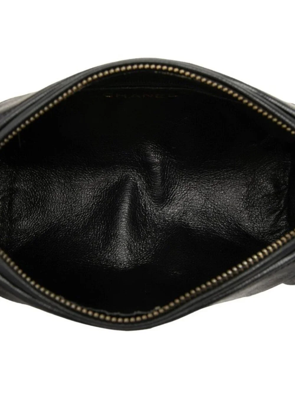 Chanel CC Logo Quilted Tassel Chain Shoulder Bag Black Gold Lambskin